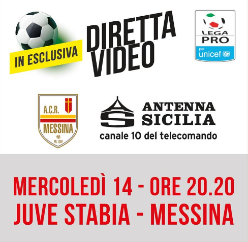 Telecronaca diretta TV Juve Stabia Messina 14 settembre Antenna Sicilia