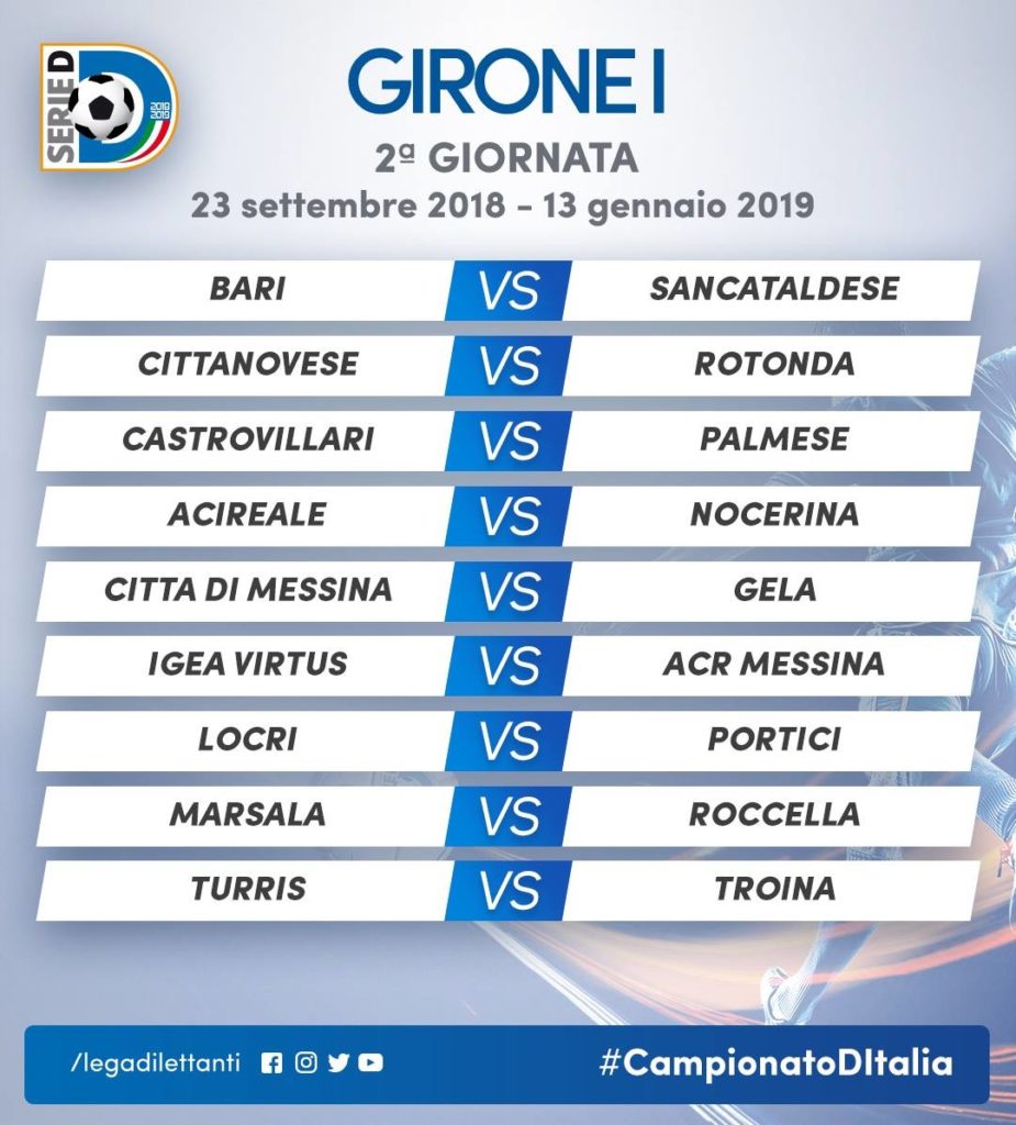2 giornata campionato serie D Girone I 2018-2019 Igea Virtus ACR Messina