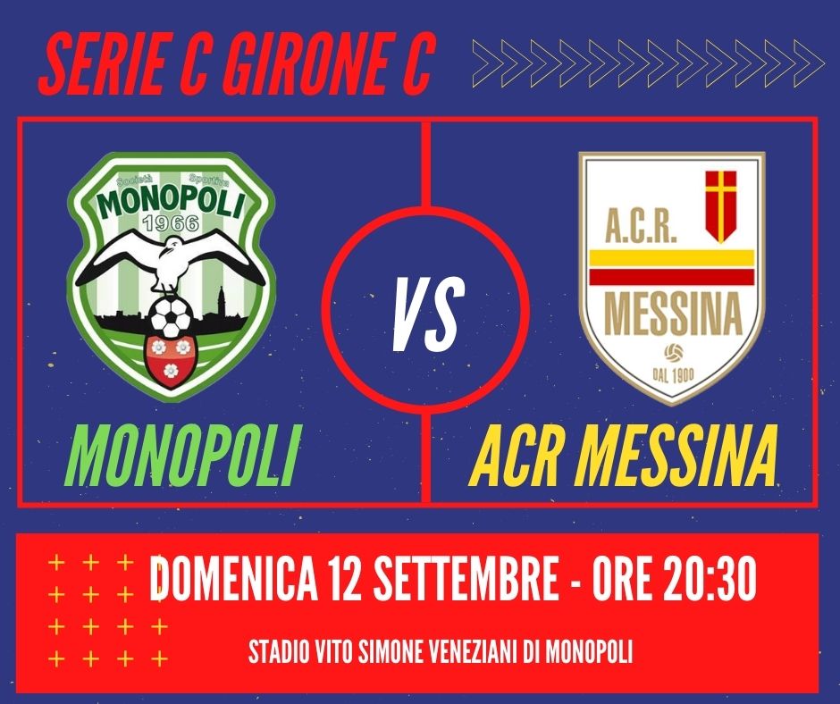 Telecronaca diretta TV Monopoli Messina Palermo 12 settembre 2021 streaming video partita ACR serie C girone C