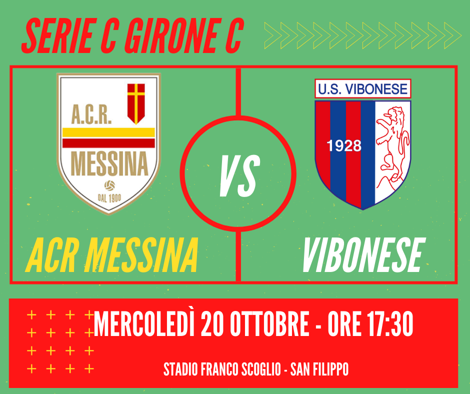 Telecronaca diretta TV Messina Vibonese 20 ottobre 2021 streaming video partita ACR serie C girone C