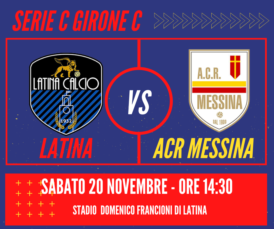 Telecronaca diretta TV Latina Messina eleven sports 20 novembre streaming video partita ACR serie C girone C